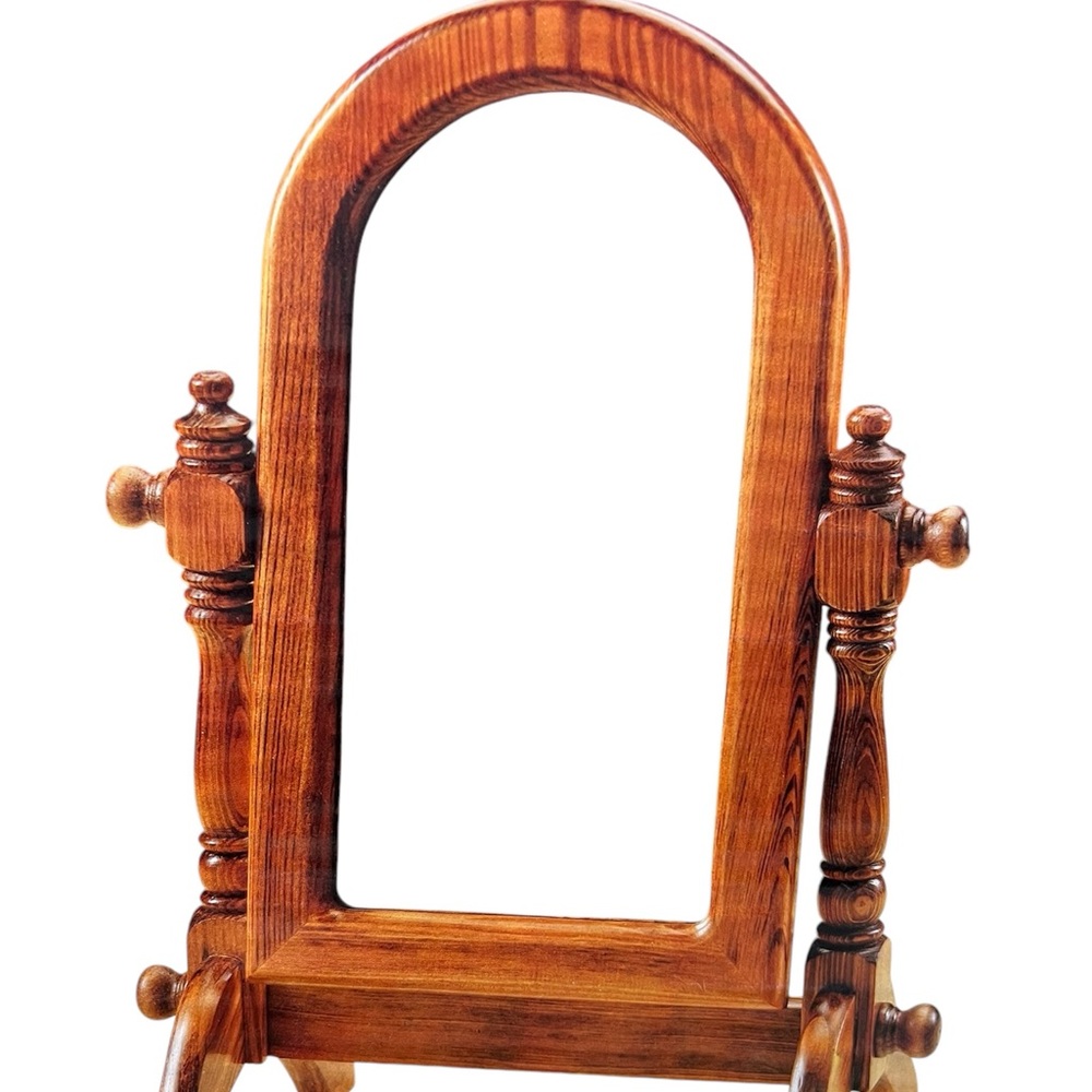 Tabletop Mini Wooden Cheval Vanity Mirror Tilts Oak New Disassembled